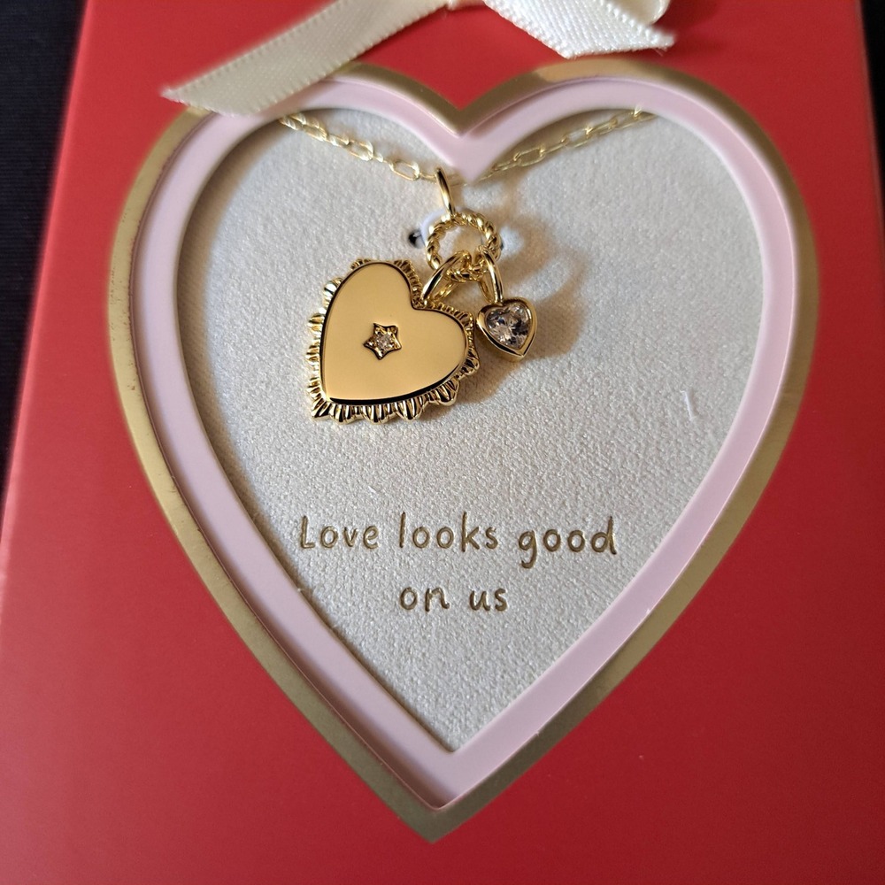 14K Gold Dipped CZ Vintage Heart Pendant Necklace - A New Day Gold 963-200-CB6‎